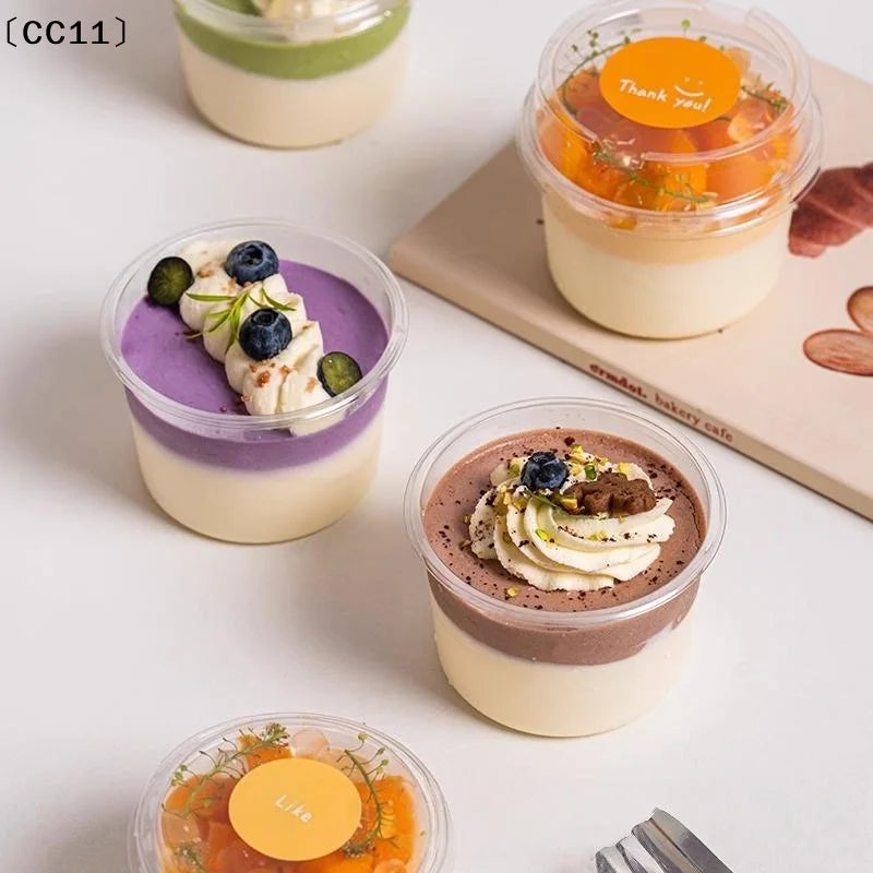 Clear Disposable Mousse Dessert Cups with Lids – 50pcs, 150–380ml Disposable Dessert Cups Qme