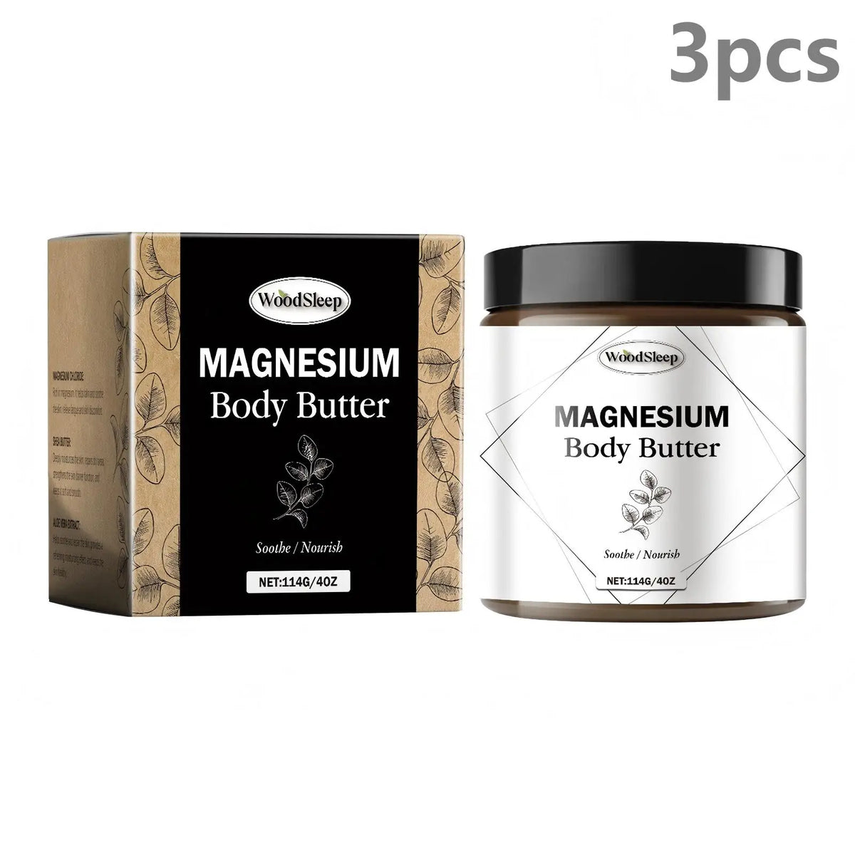 Woodsleep Magnesium Body Cream – Moisturizing Muscle Butter Magnesium Body Cream Qst 3pcs