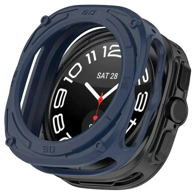 Silicone Case Samsung Galaxy Watch 7 Ultra 47mm Cover Shell Smartwatch Protective Case Qme Dark Blue Watch7 Ultra 47mm