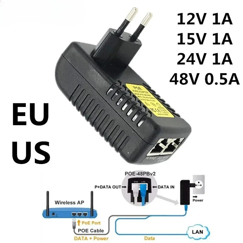 48V 0.5A PoE Power Adapter for Wireless AP & Network Switch PoE Power Adapter Qme