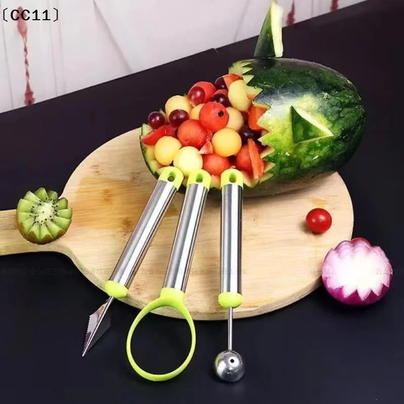 Stainless Steel Melon Baller, Fruit Pitter & Corer Tool Set Fruit Prep Tool Set Qme