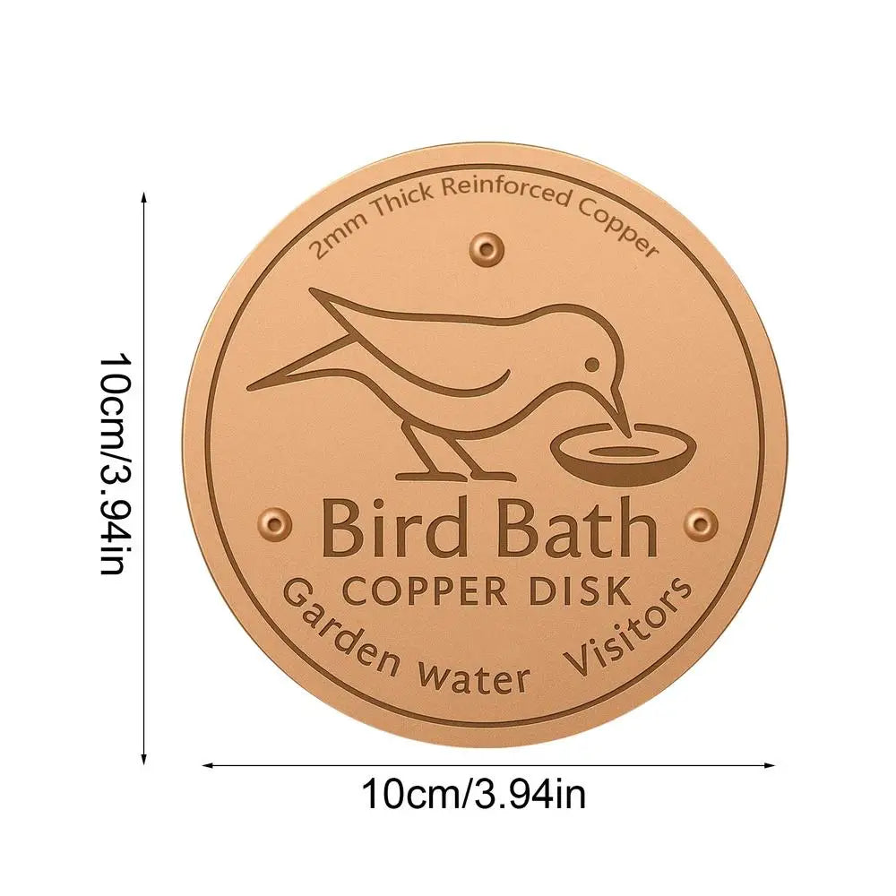 Copper Bird Bath Disk – Water Fountain Cleaning Purifier Bird Bath Accessory Qme as shown
