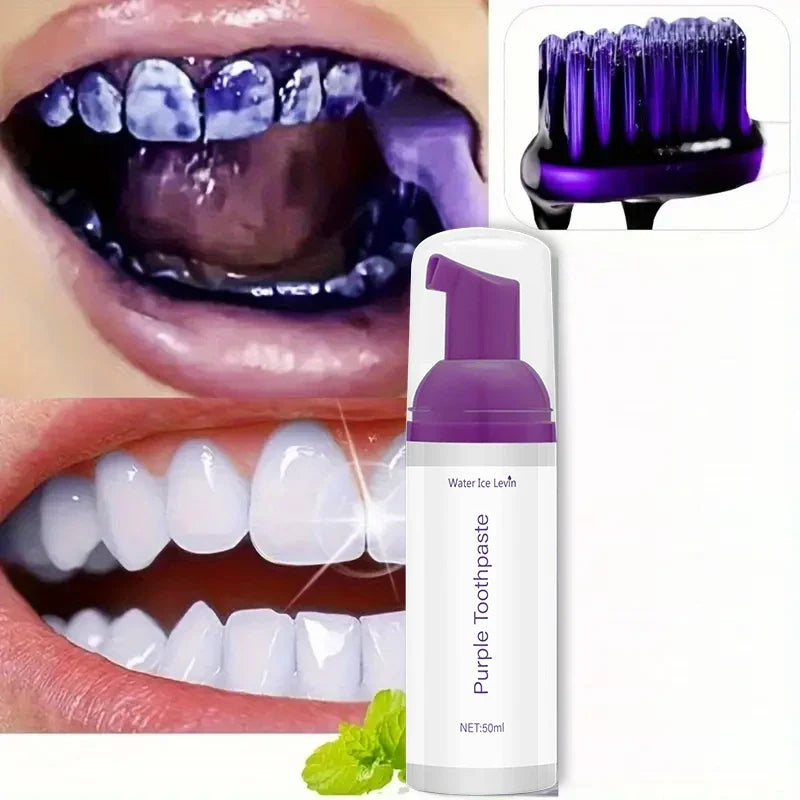 Purple Mousse Toothpaste 50ml – Brighter Teeth & Fresh Breath Mousse Toothpaste Qme