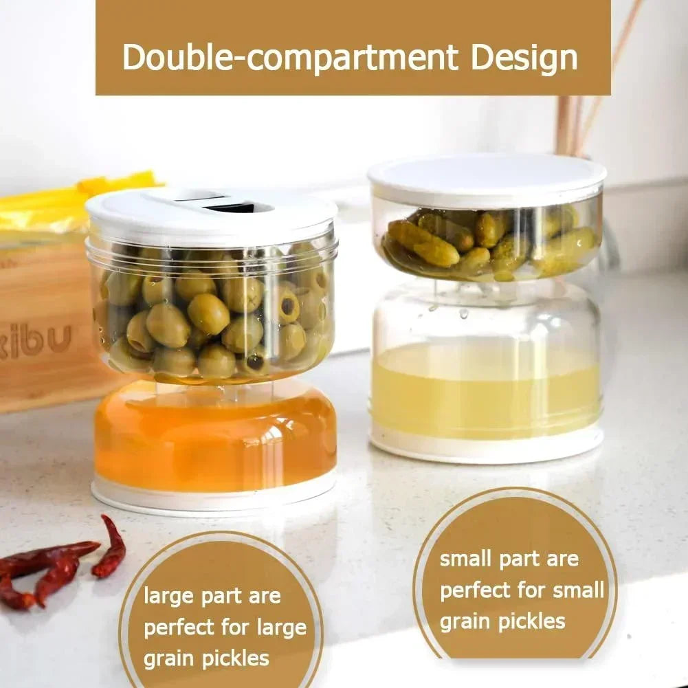 Pickle Jar Wet Dry Separation Flip Container with Strainer Food Storage Jar Qme