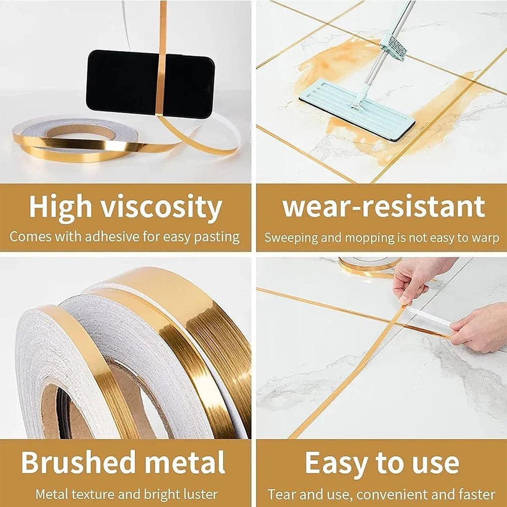 50M Self-Adhesive Tile Grout Seam Tape – Waterproof Floor & Wall Tile Seam Tape Qme
