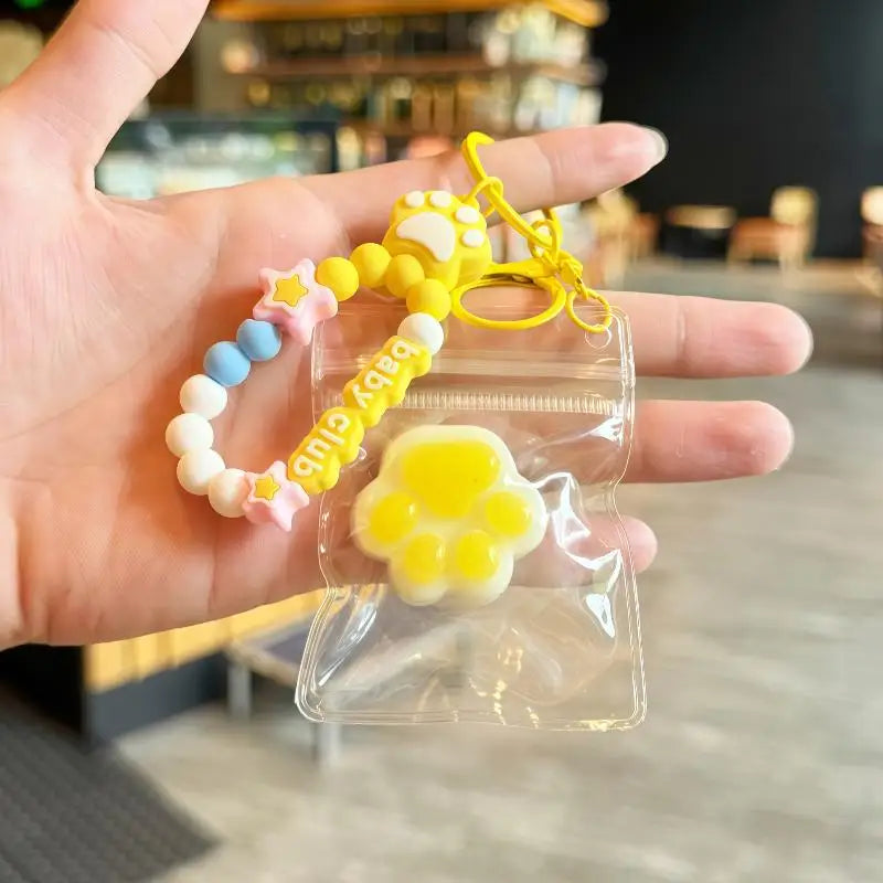 Cat Claw Squeeze Toy Mini Keychain – Transparent PVC, 15 Colors Novelty Keychain Toy Qme