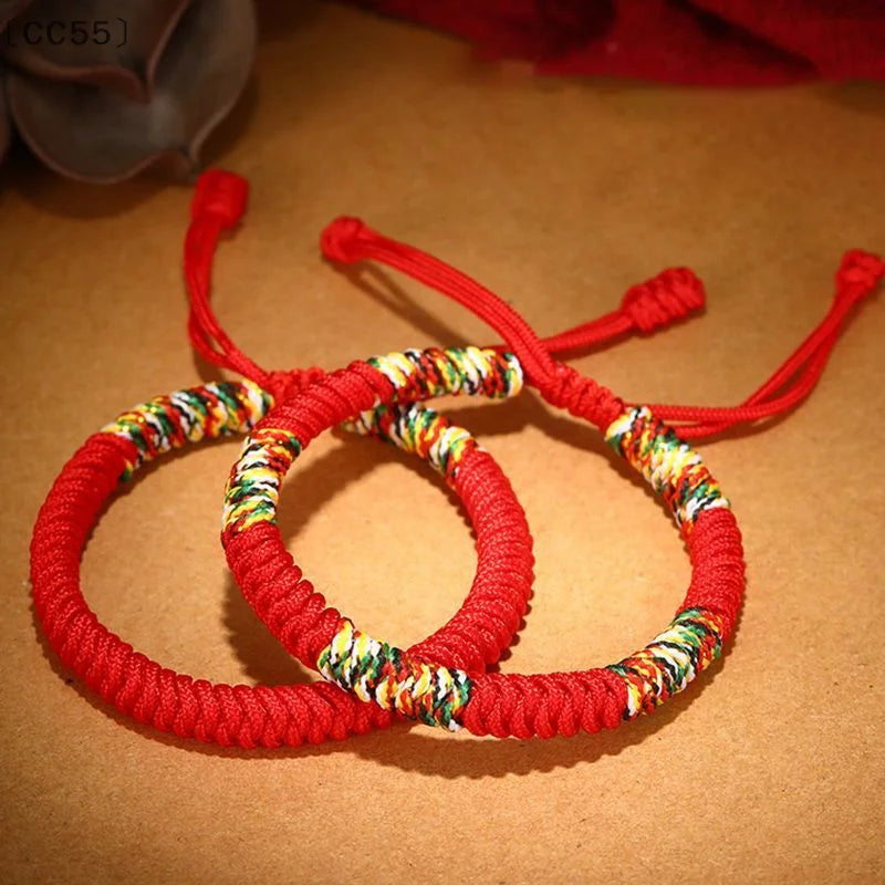 Tibetan Lucky Red String Bracelet – Adjustable Braided Knot Charm Bracelet Qst