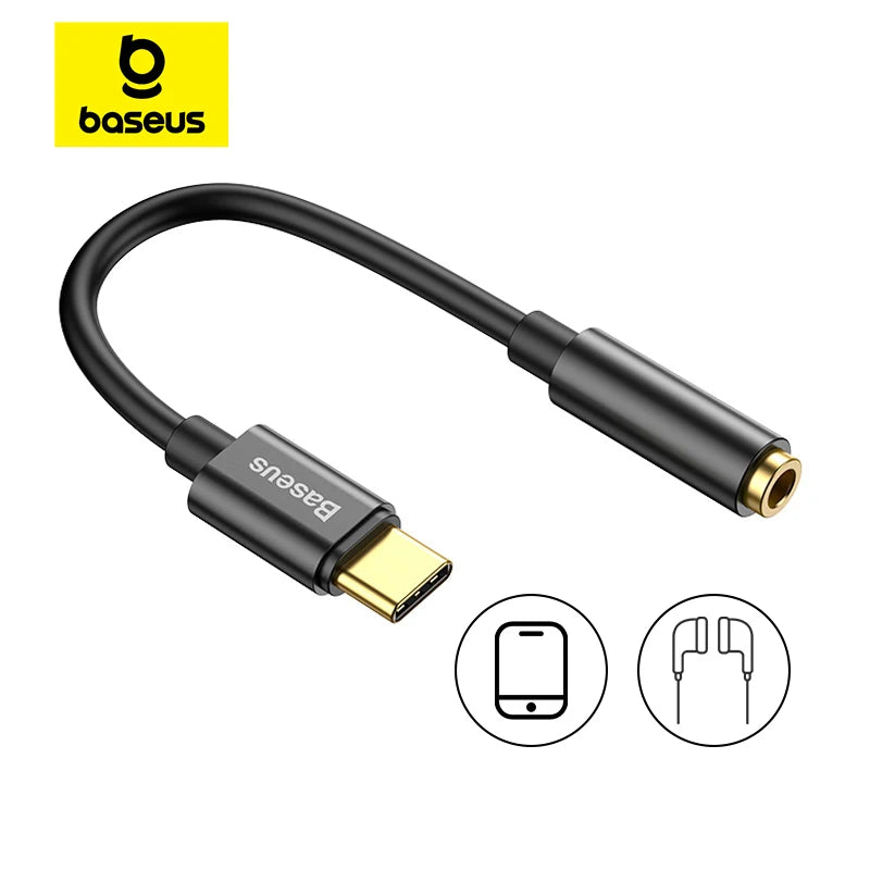 Baseus USB-C to 3.5mm Headphone Adapter – AUX Audio Cable Audio Adapter Cable Qst