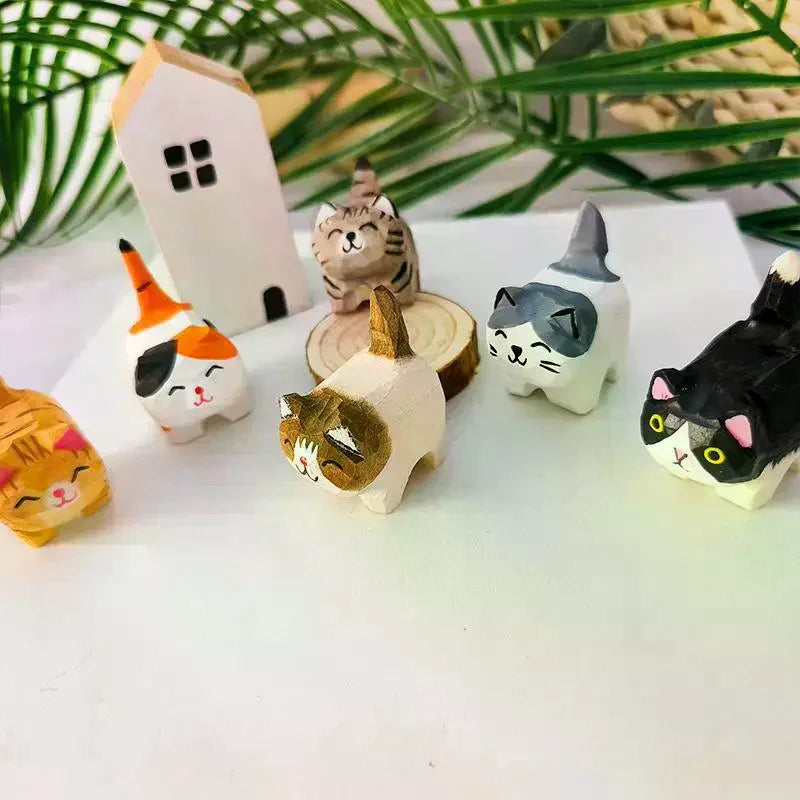 Cute Cat Figurine Miniature Kitten Ornament – Home Decor Gift Decorative Figurine Qme