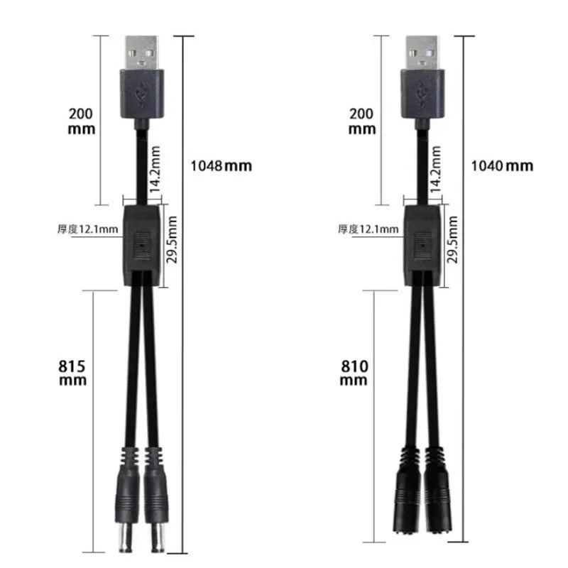 USB to DC Power Splitter Cable 5.5×2.5mm 22AWG 3A – 3-Pack DC Power Splitter Cable Qme