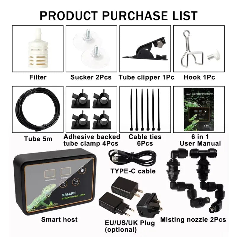 Reptile Smart Spray System – Quiet Intelligent Misting Kit Reptile Misting System Qst
