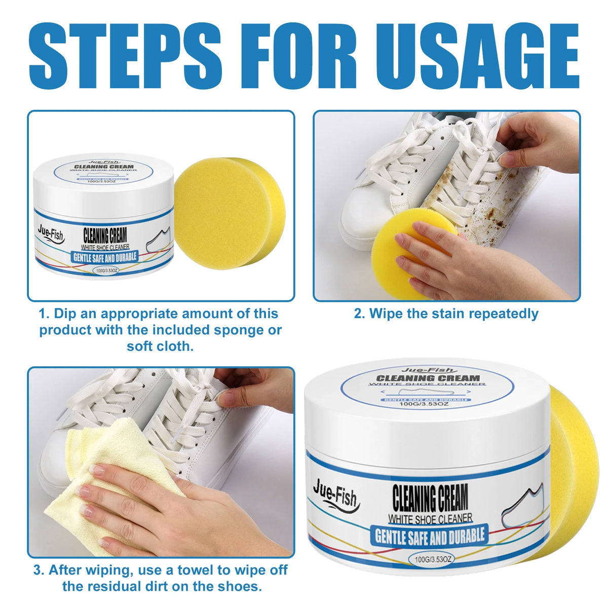 Sneaker Cleaning Cream – Stain Removal & Yellow Edge Brightener Shoe Cleaning Cream Qst