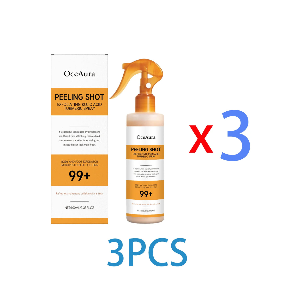 OceAura Kojic Acid Turmeric Body Brightening Spray 100ml Body Brightening Spray Qst 3PCS