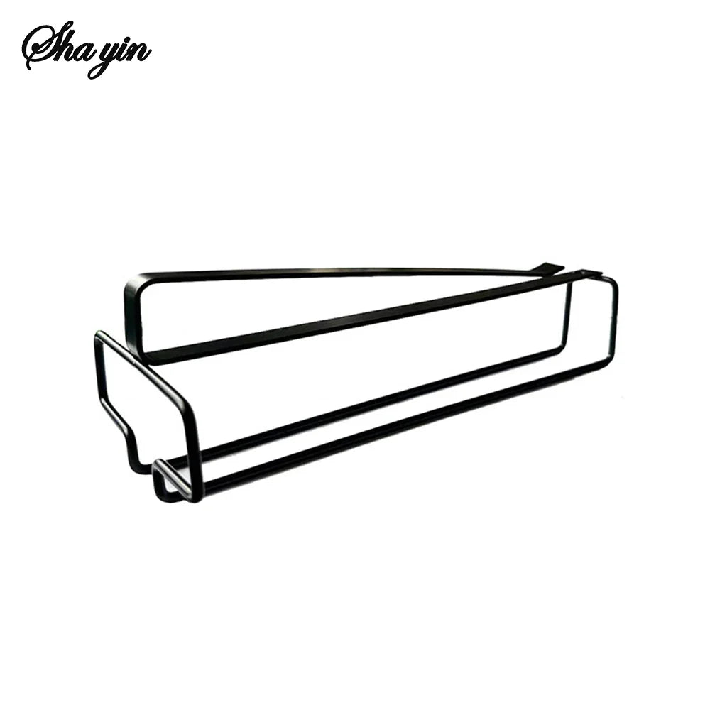 Hanging Wine Glass Rack – No-Drill Iron Stemware Organizer Wine Glass Rack Qme Black