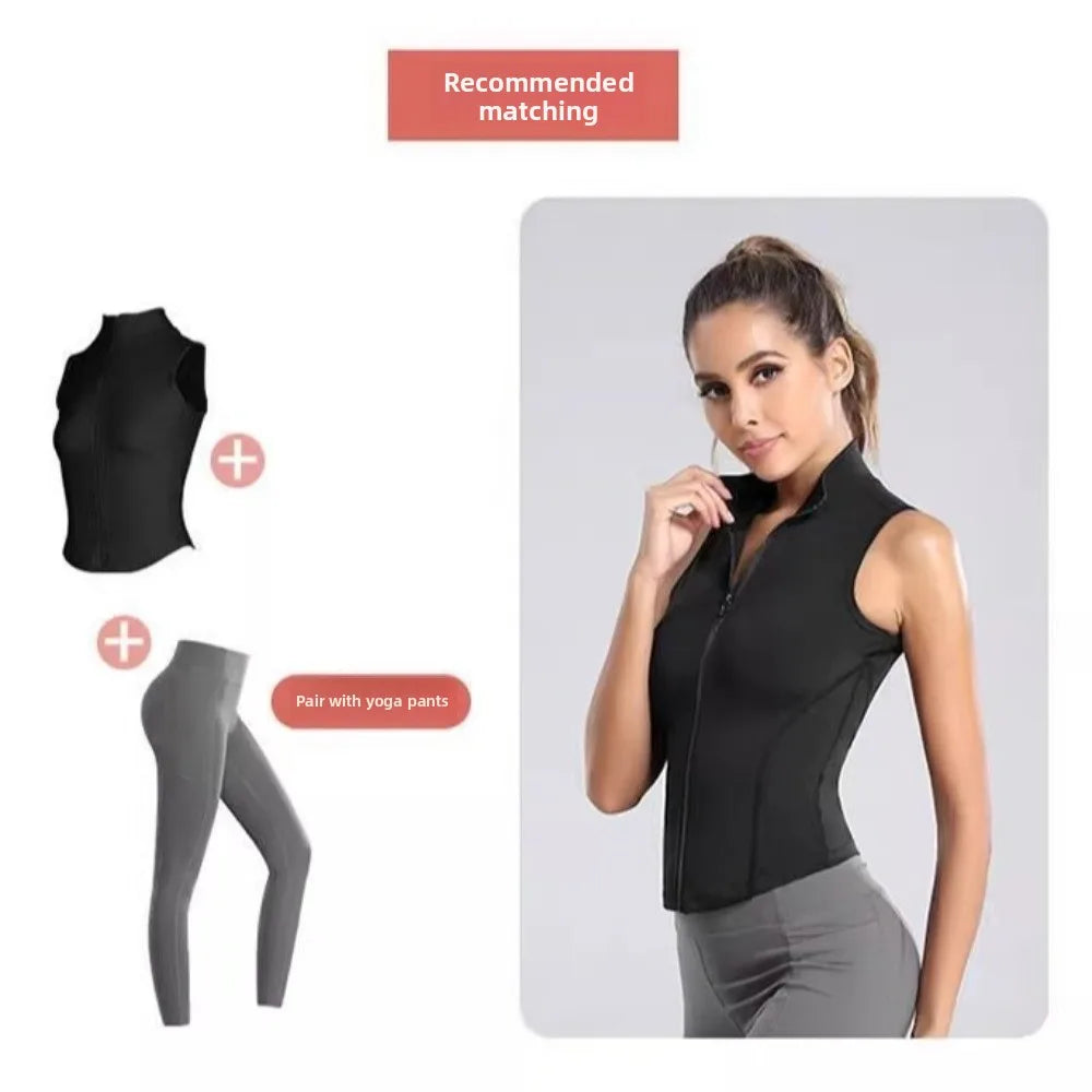 Slim Fit Yoga Crop Vest | Sweat-Wicking Nylon Tank Top Yoga Crop Vest Qme