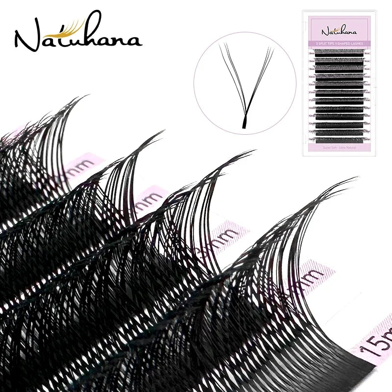 NATUHANA Y-Shaped Split Tip Eyelash Extensions – Volume Fans Eyelash Extensions Qme