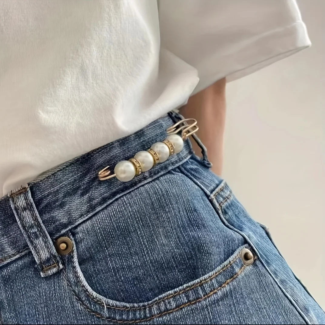 Women's Pearl Waist Adjuster Pins for Trousers & Pants – 8pcs Waist Adjuster Pin Qme