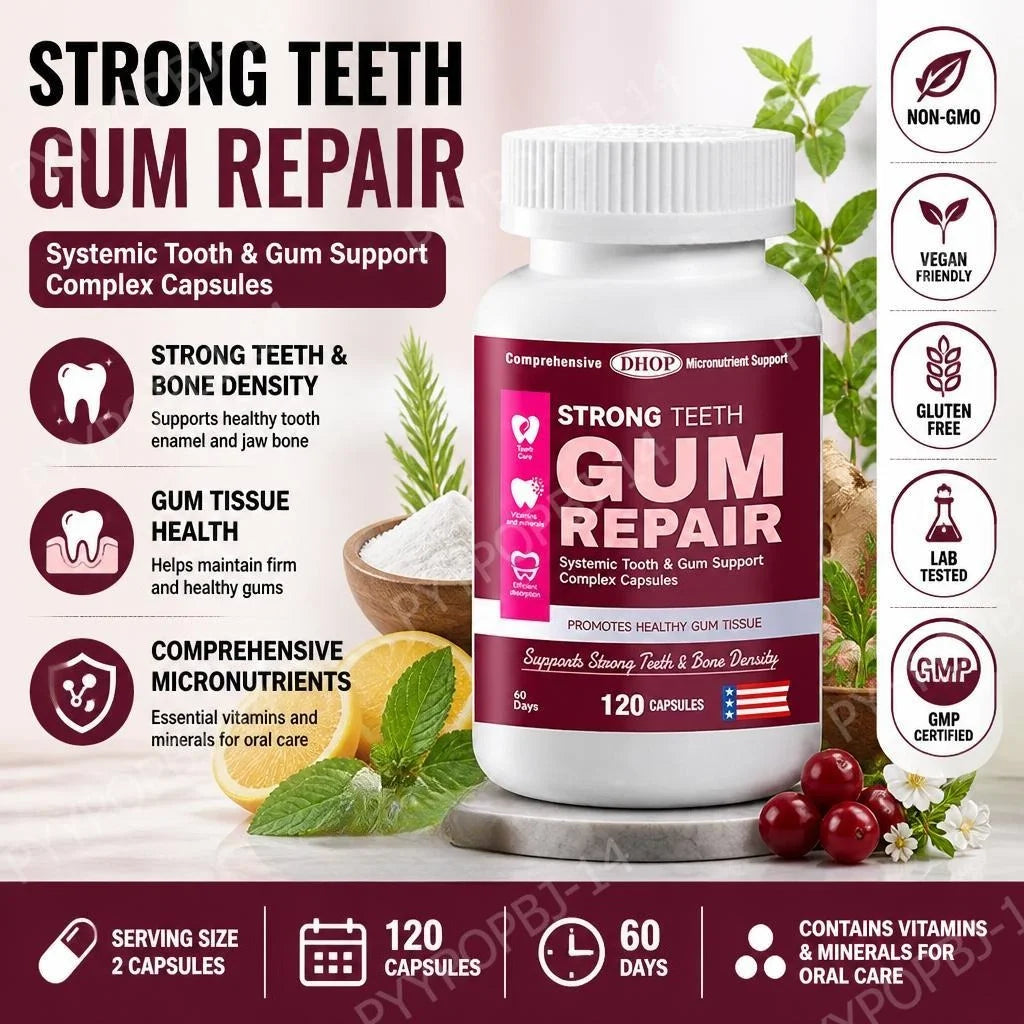 DHOP Strong Teeth Capsules – Enamel & Gum Support 120ct Oral Health Supplement Qst