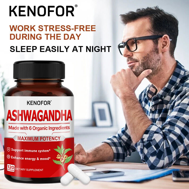 Organic Ashwagandha 120 Veggie Capsules – Mood & Energy Herbal Supplement Qst