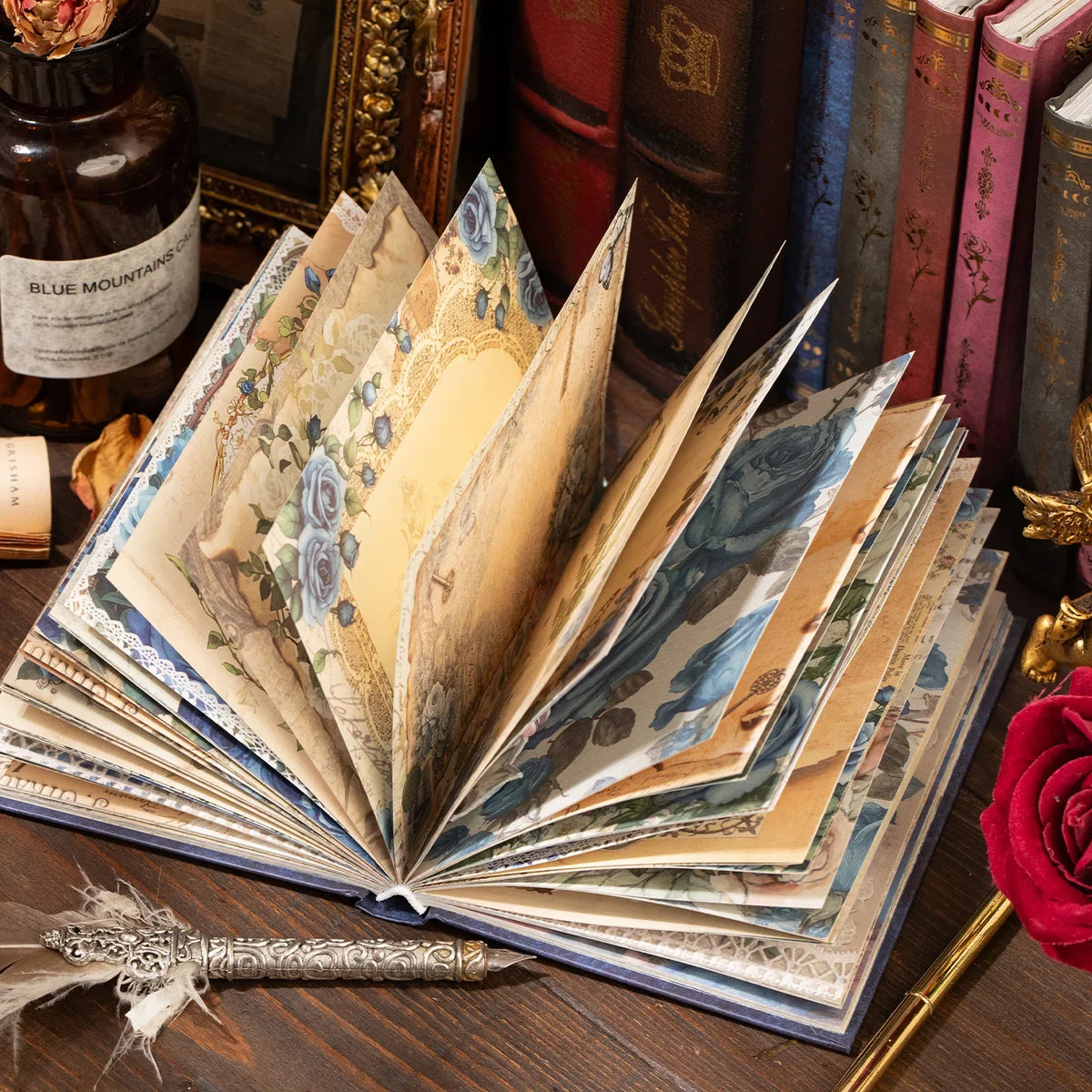 TIANZI 192pcs Vintage Scrapbooking Background Papers DIY Journal Craft Scrapbook Paper Qme