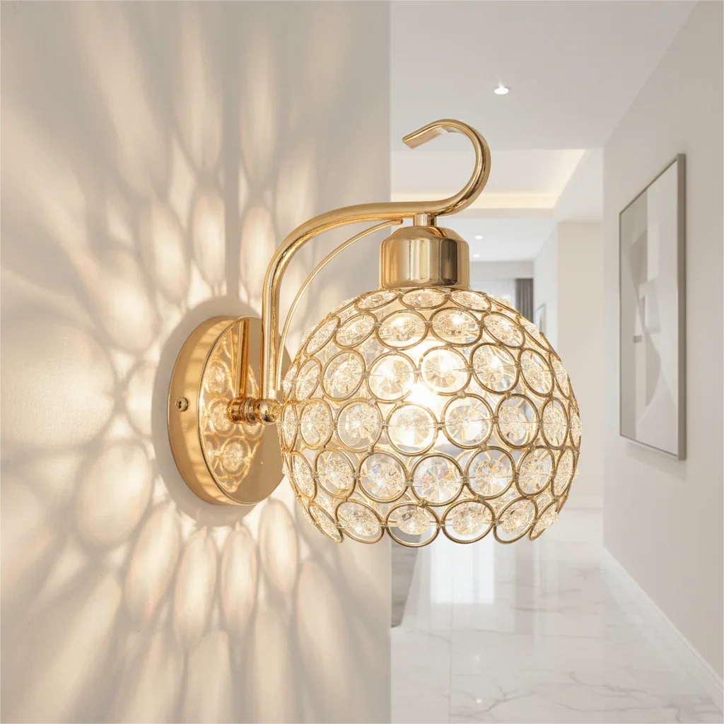 Crystal LED Wall Lamp – Modern Minimalist Bedroom Light LED Wall Sconce Qme