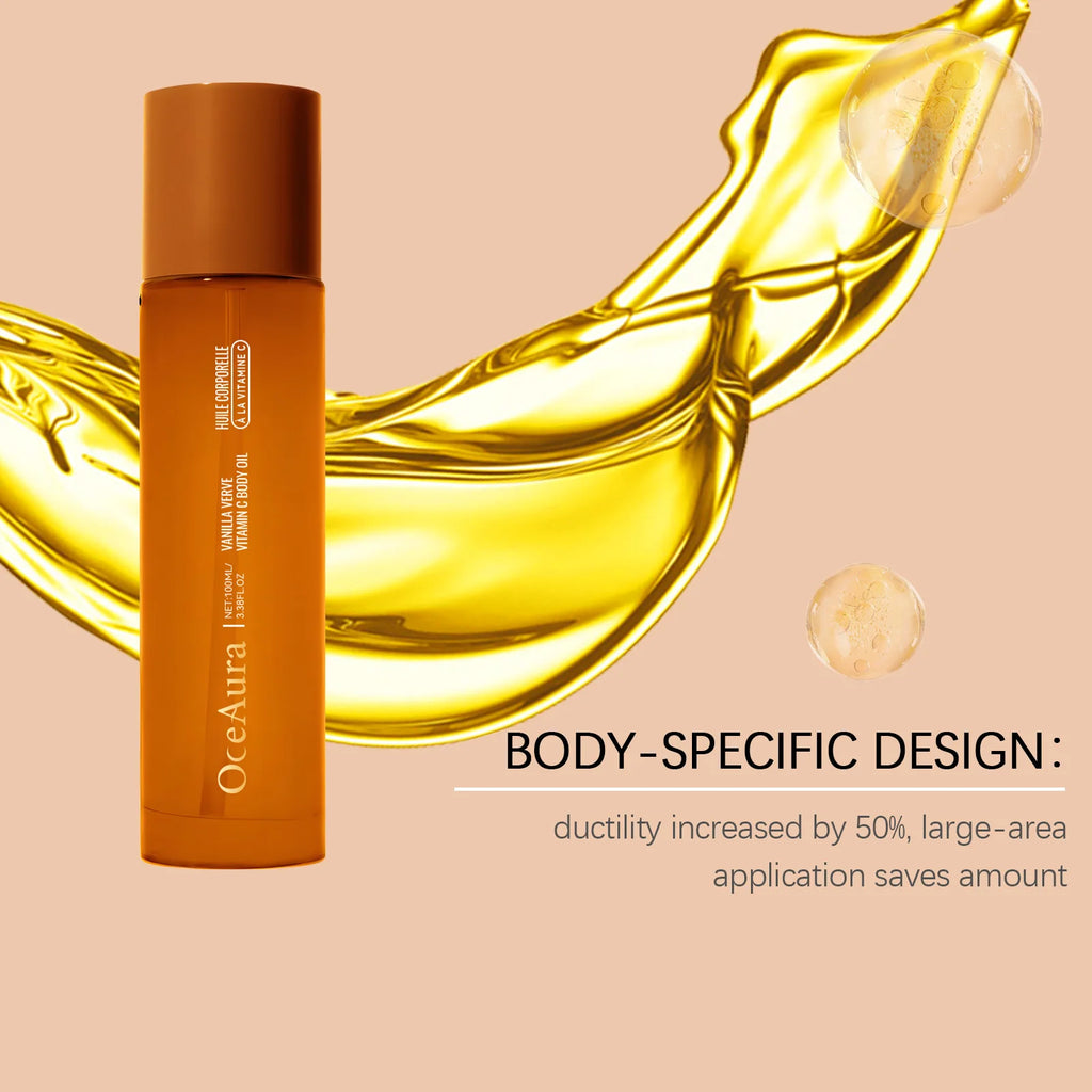 OceAura Vitamin C Body Oil 100ml – Deep Moisturizing Glow Body Essence Oil Qst