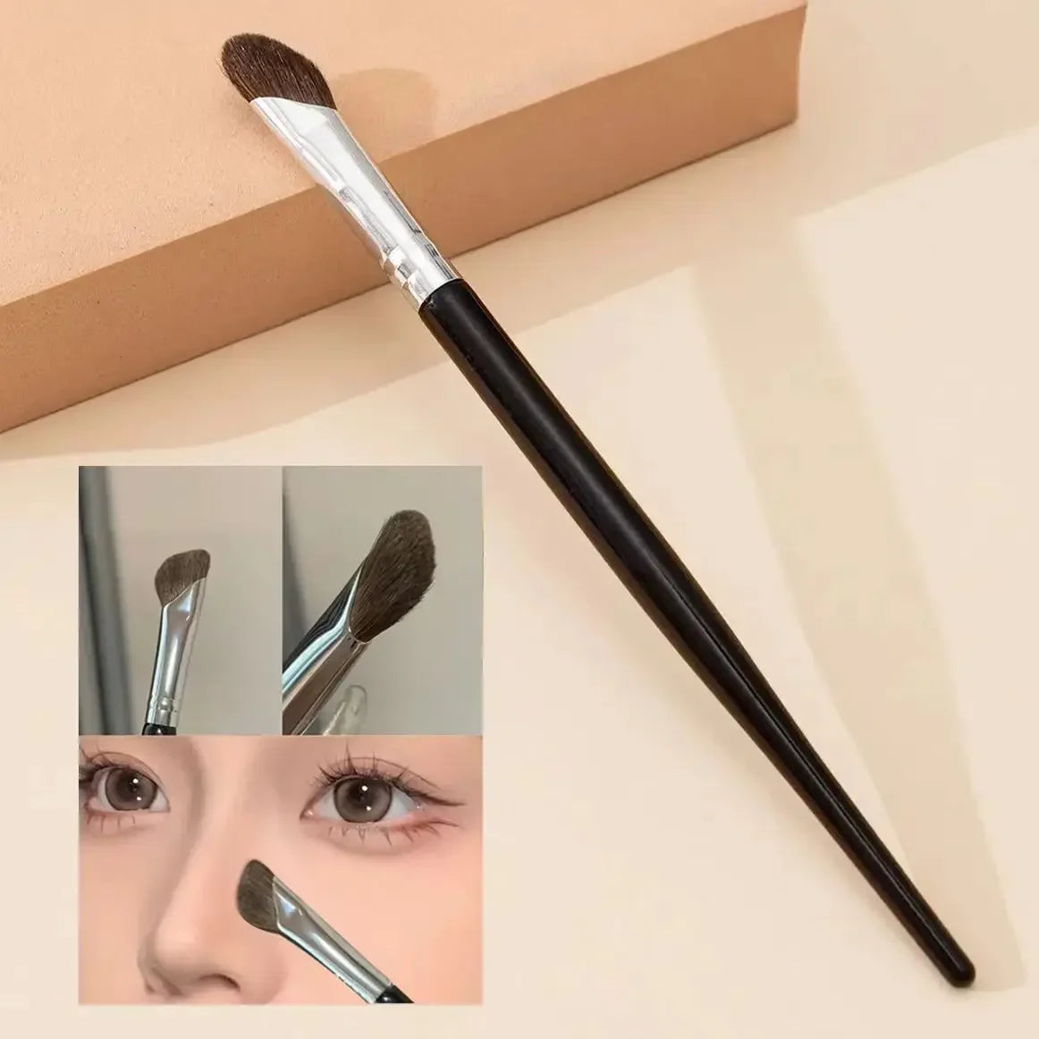 3D Contour Nose Shadow & Angled Eyeliner Brush | Travel Makeup Contour Brush Qme