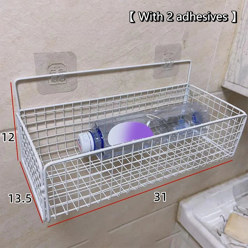 Wall-Mounted Storage Rack No Drilling – Kitchen & Bathroom Wall Storage Rack Qme A11