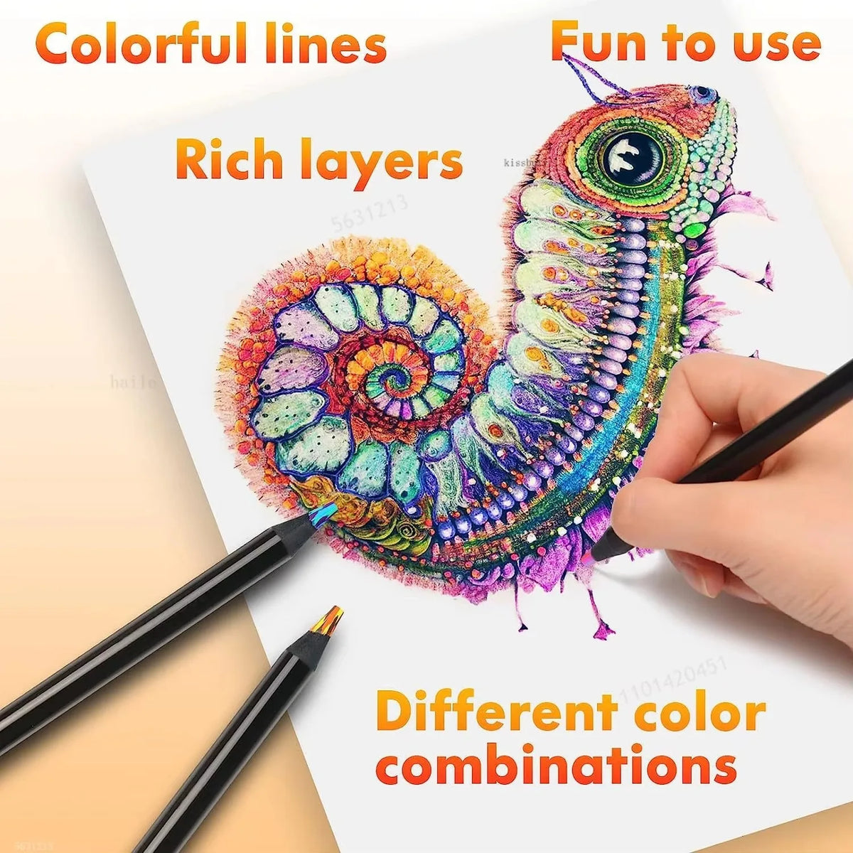 Rainbow Gradient Pencils 8 & 16 Pack – No-Dust, Dreamy Colors Colored Pencil Set Qme