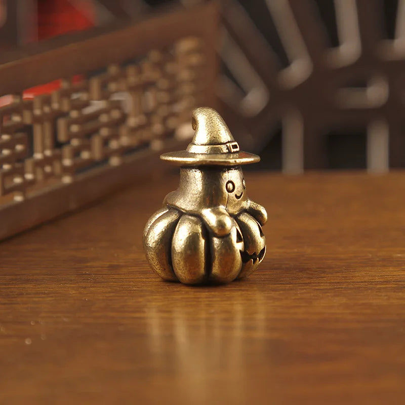Vintage Brass Mini Ghost Pumpkin Figurine Halloween Statue Halloween Figurine Qme