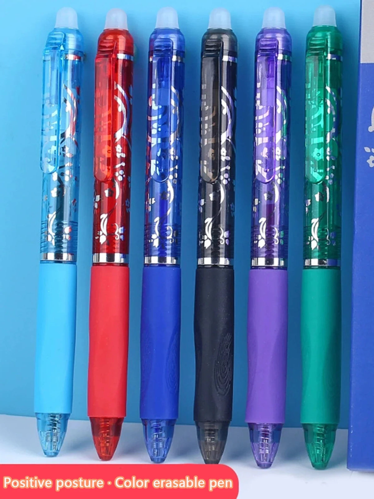 6-Color Erasable Gel Pens Refillable Retractable ST Tip 0.5mm Erasable Gel Pen Set Qme