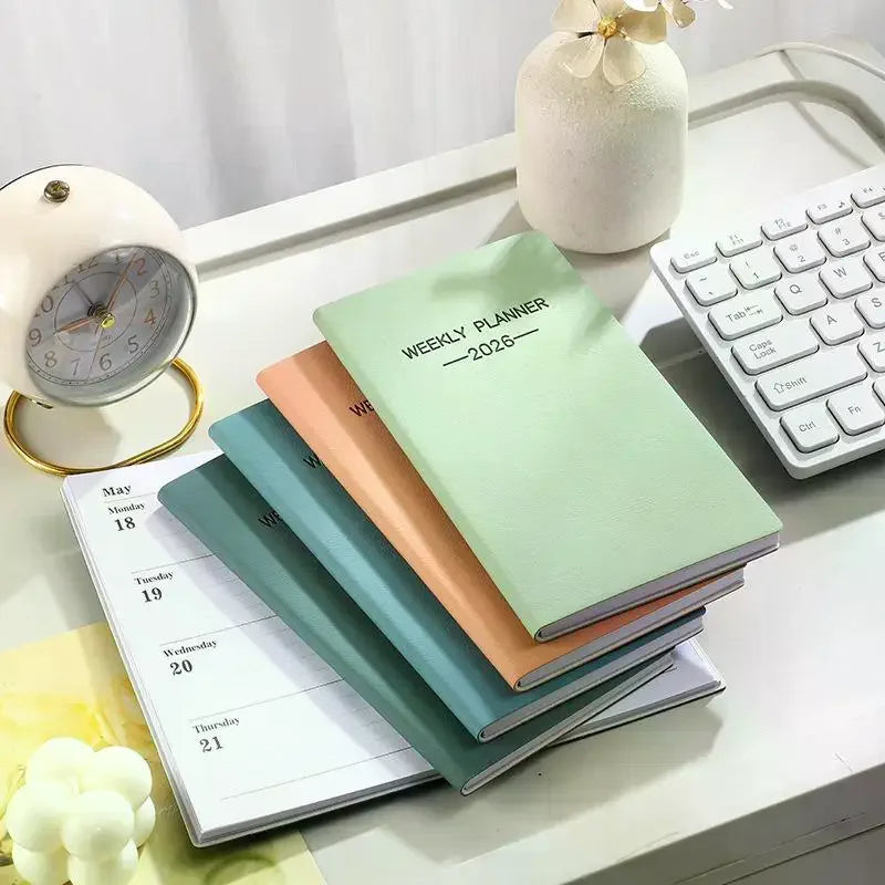 A6 2026 Daily Planner – Morandi Leather Cover, 128 Pages Daily Planner Qme