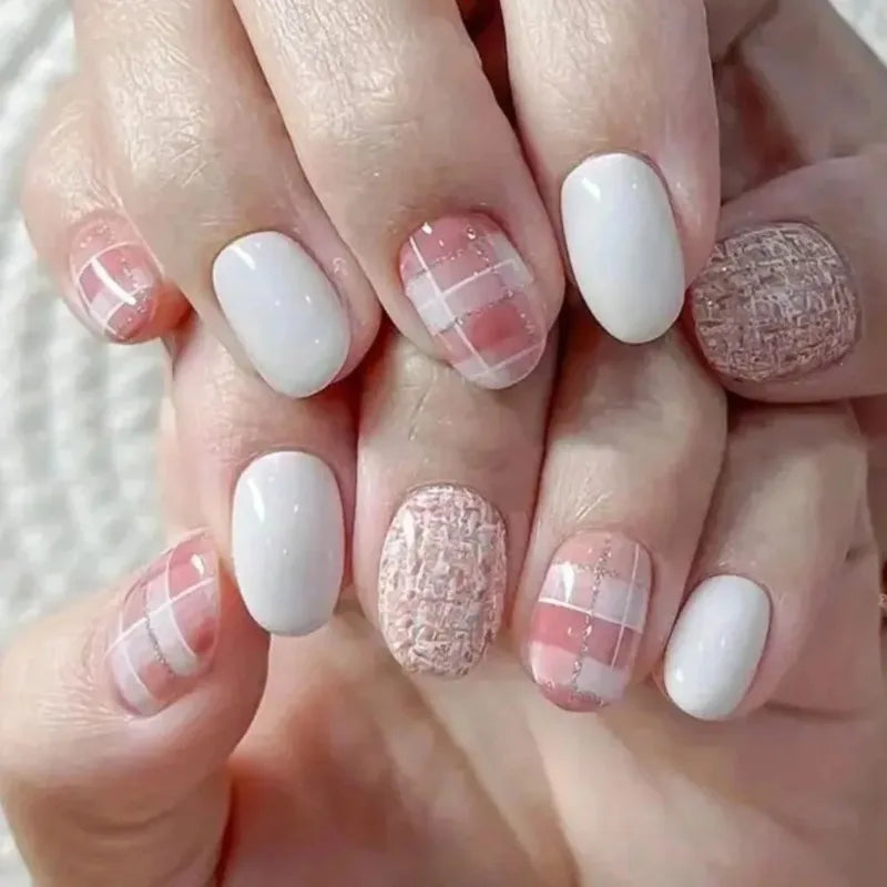 Nail Art Foil Transfer Paper Pink Grid Stamping Stickers Nail Art Stickers Qme