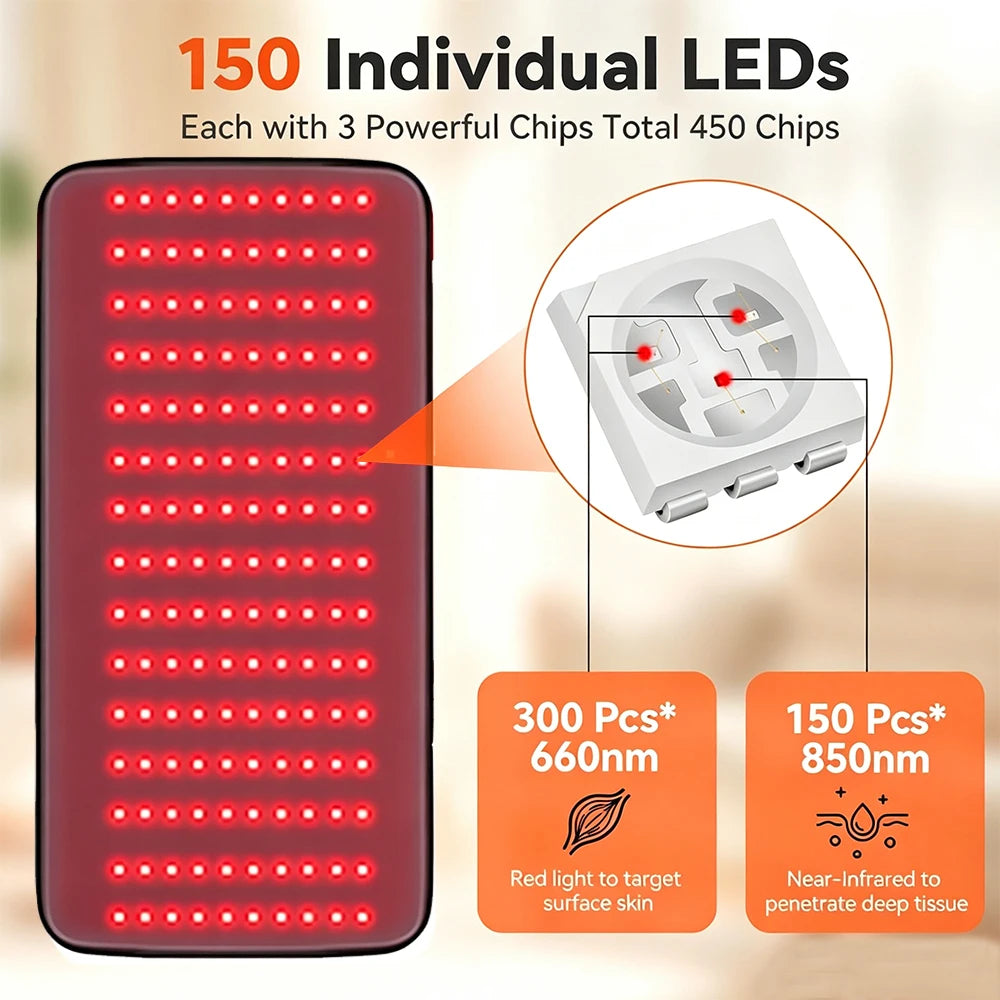 150 LED Red Light Therapy Mat 660nm 850nm Infrared Body Pad Red Light Therapy Mat Qst