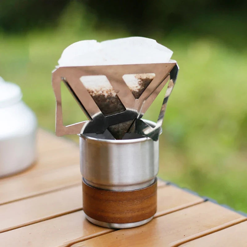 Portable Stainless Steel Coffee Drip Rack & Filter – Camping Coffee Drip Filter Qme