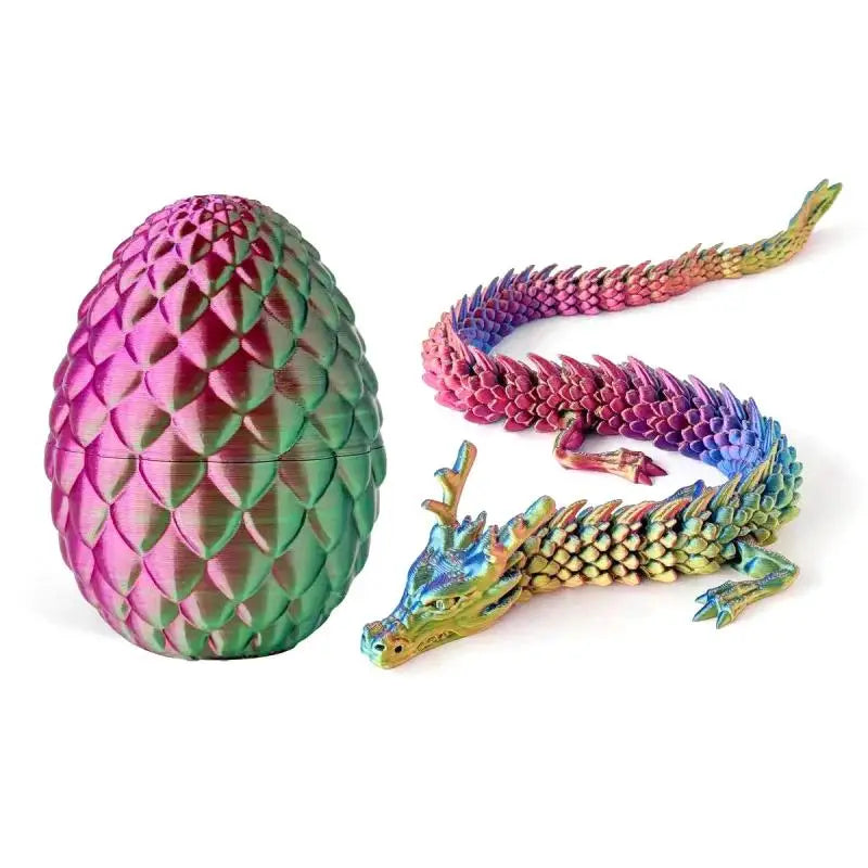 3D Printed Articulated Dragon & Egg Figurine | Home Decor Articulated Dragon Figurine Qme StyleE