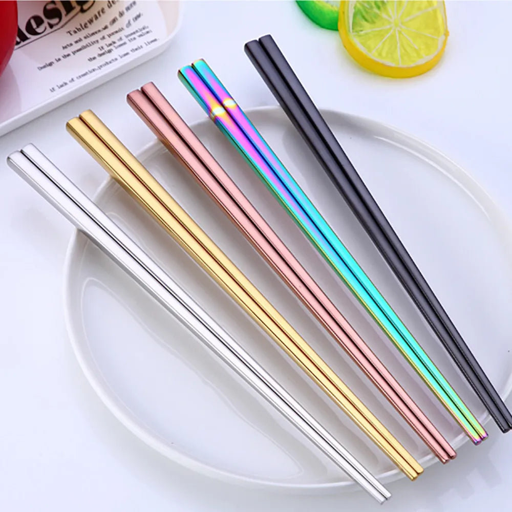 Stainless Steel Anti-Slip Chopsticks – Colorful, 23cm, 1 Pair Stainless Steel Chopsticks Qme