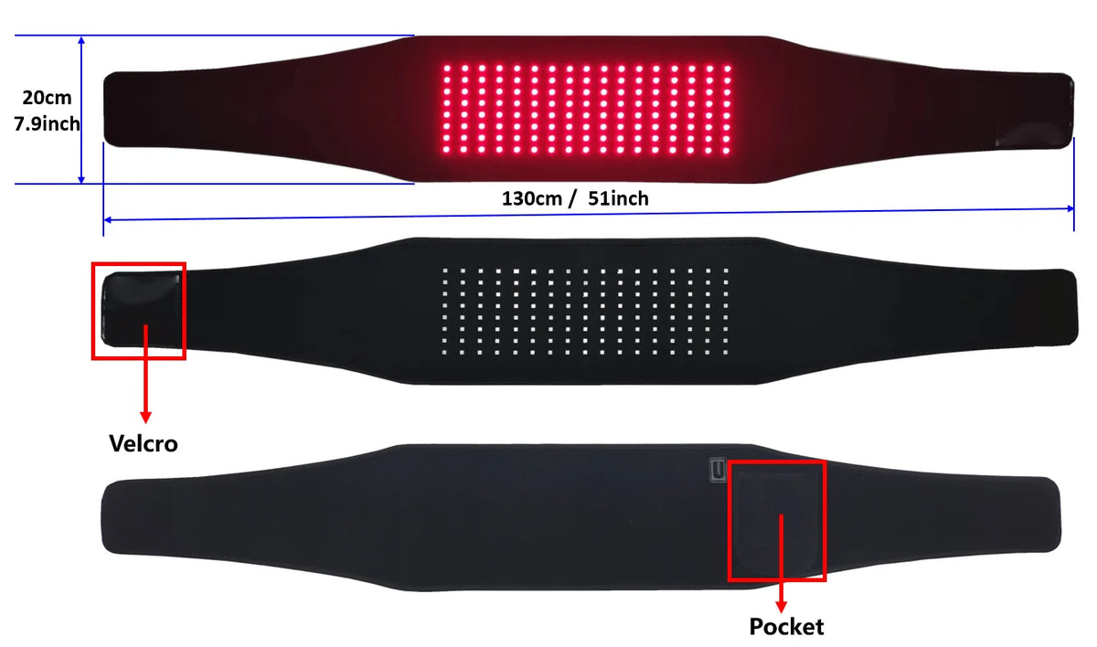 Red & Infrared Light Therapy Belt – 136 LEDs 660nm 850nm Light Therapy Belt Qst