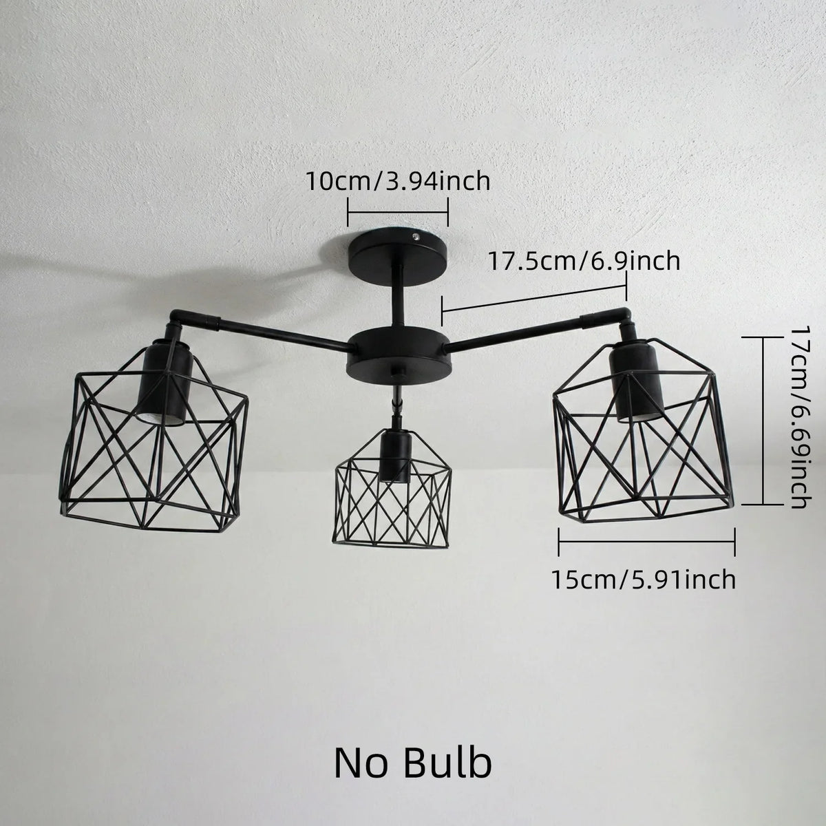Black Iron Cage Vintage Ceiling Light | Loft Chandelier Ceiling Light Fixture Qme