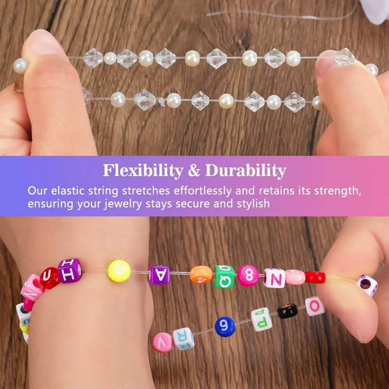 Crystal Clear Elastic Bead Cord for Bracelets & Jewelry Making Elastic Bead Cord Qme