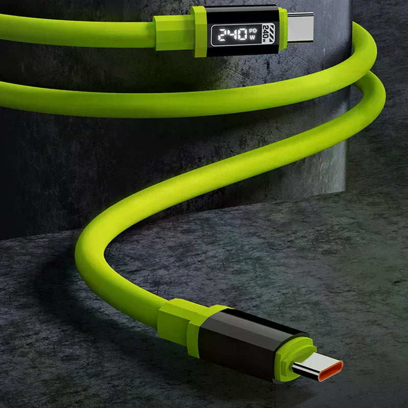 240W USB-C Fast Charging Cable with Power Display – 1M USB-C Charging Cable Qme