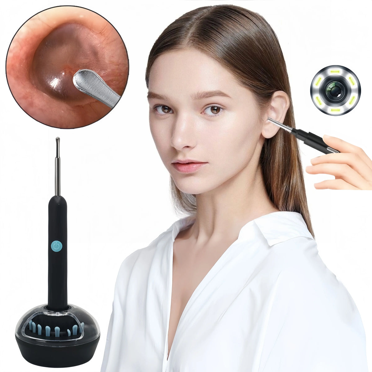 Visual Ear Wax Cleaner with HD Camera & LED – iOS & Android Ear Cleaning Camera Qst