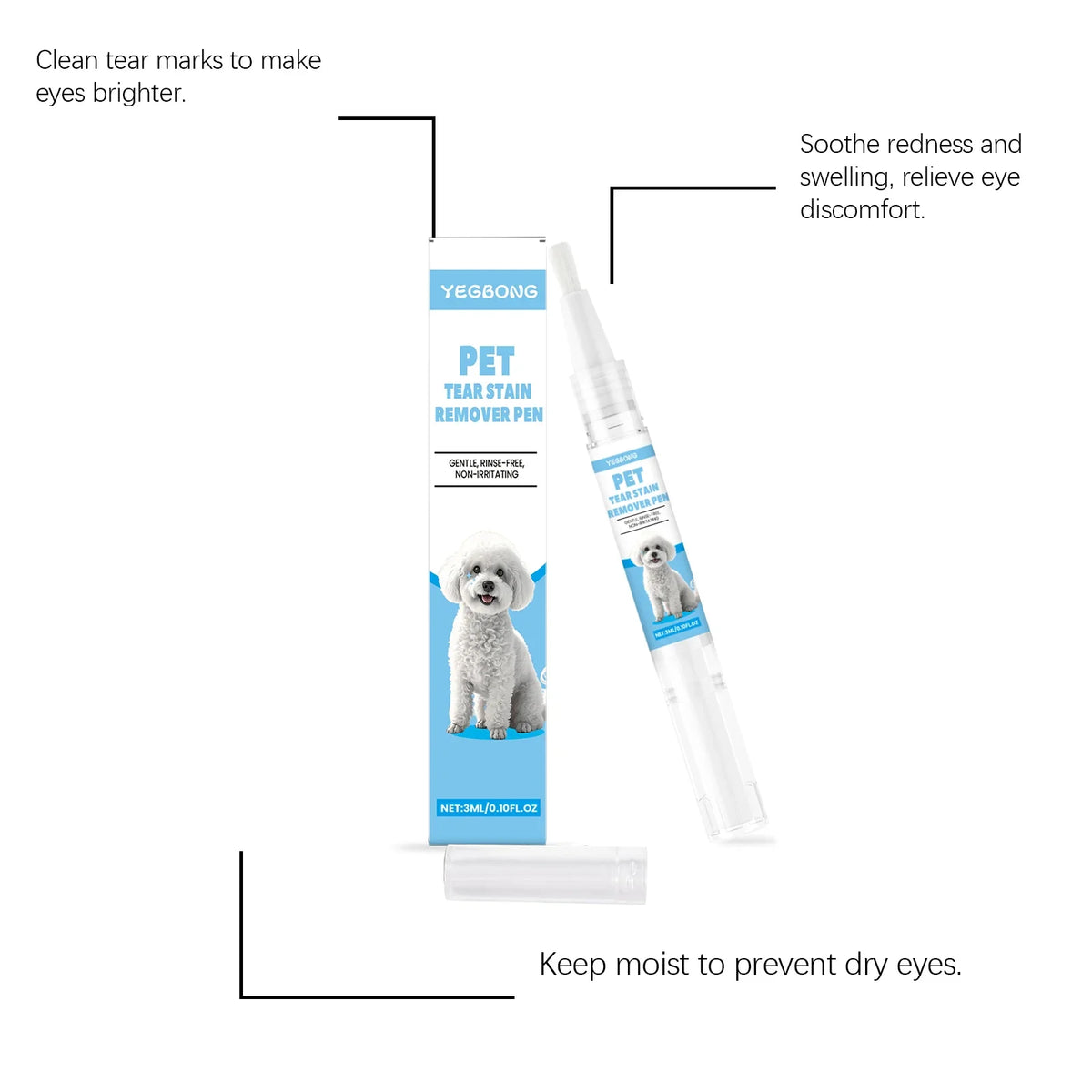 Yegbong Pet Tear Stain Removal Pen for Cats & Dogs Pet Eye Cleaner Qme