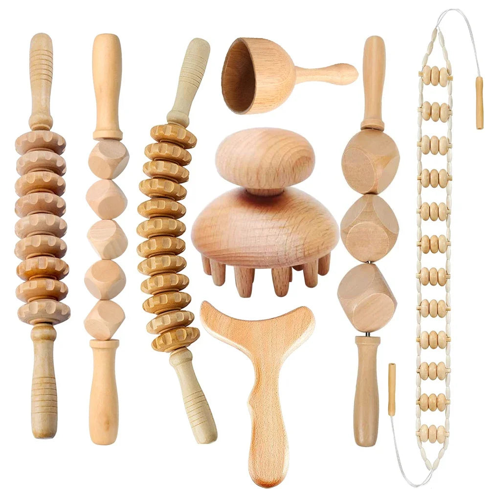 Wooden Therapy Massage Set – Gua Sha & Maderoterapia Tools Wooden Massage Set Qst 8PCS-1