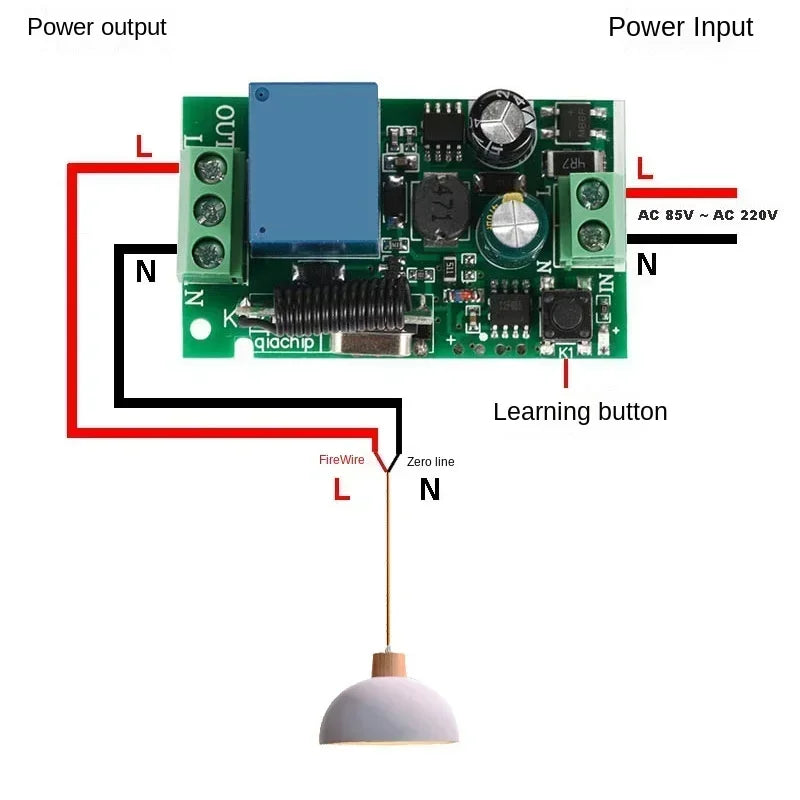 RF Remote Control Switch 1CH Relay Receiver – Garage, LED & Motor RF Relay Switch Qme