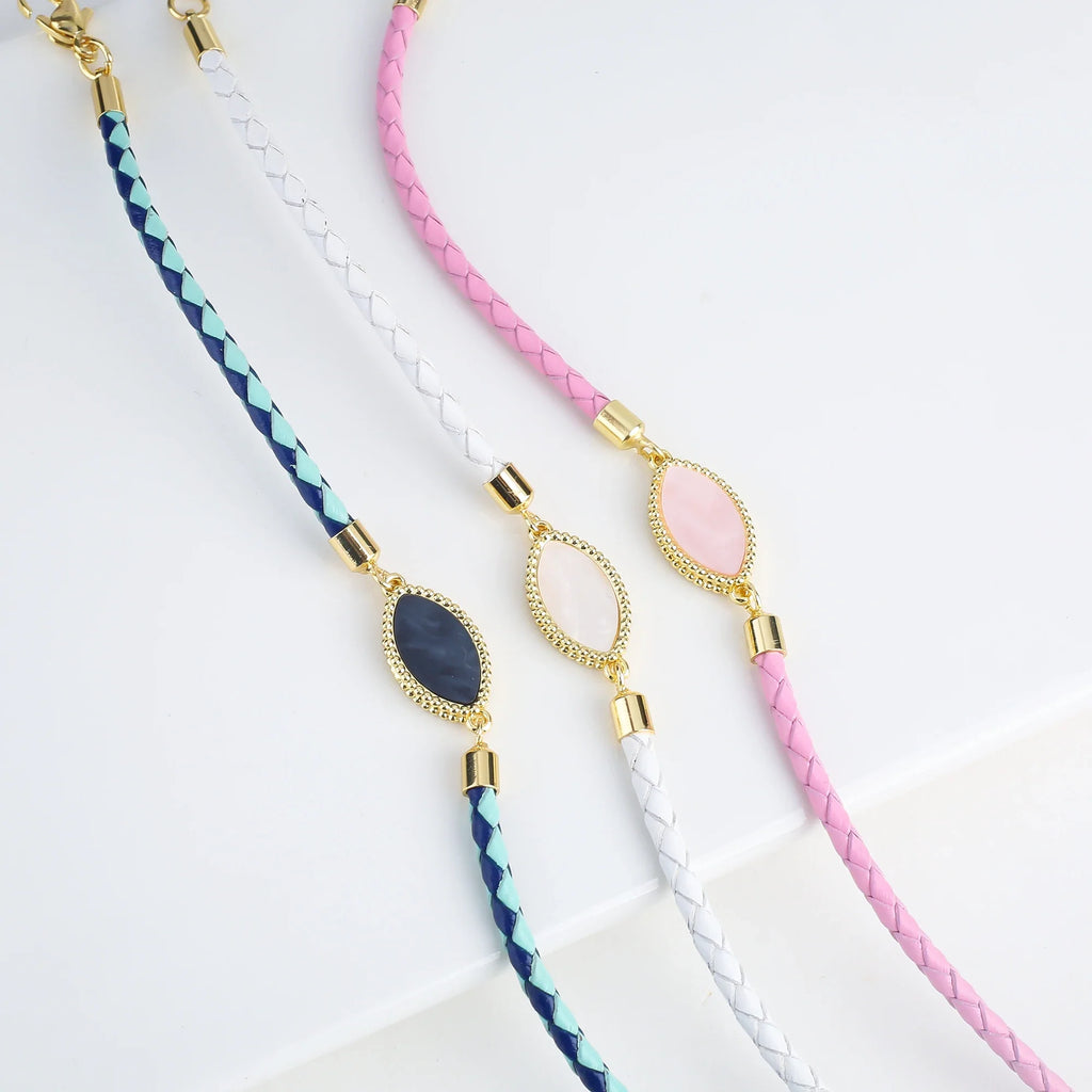 Geometric Leather Rope Braided Shell Bracelet Set of 3 Braided Bracelet Set Qme