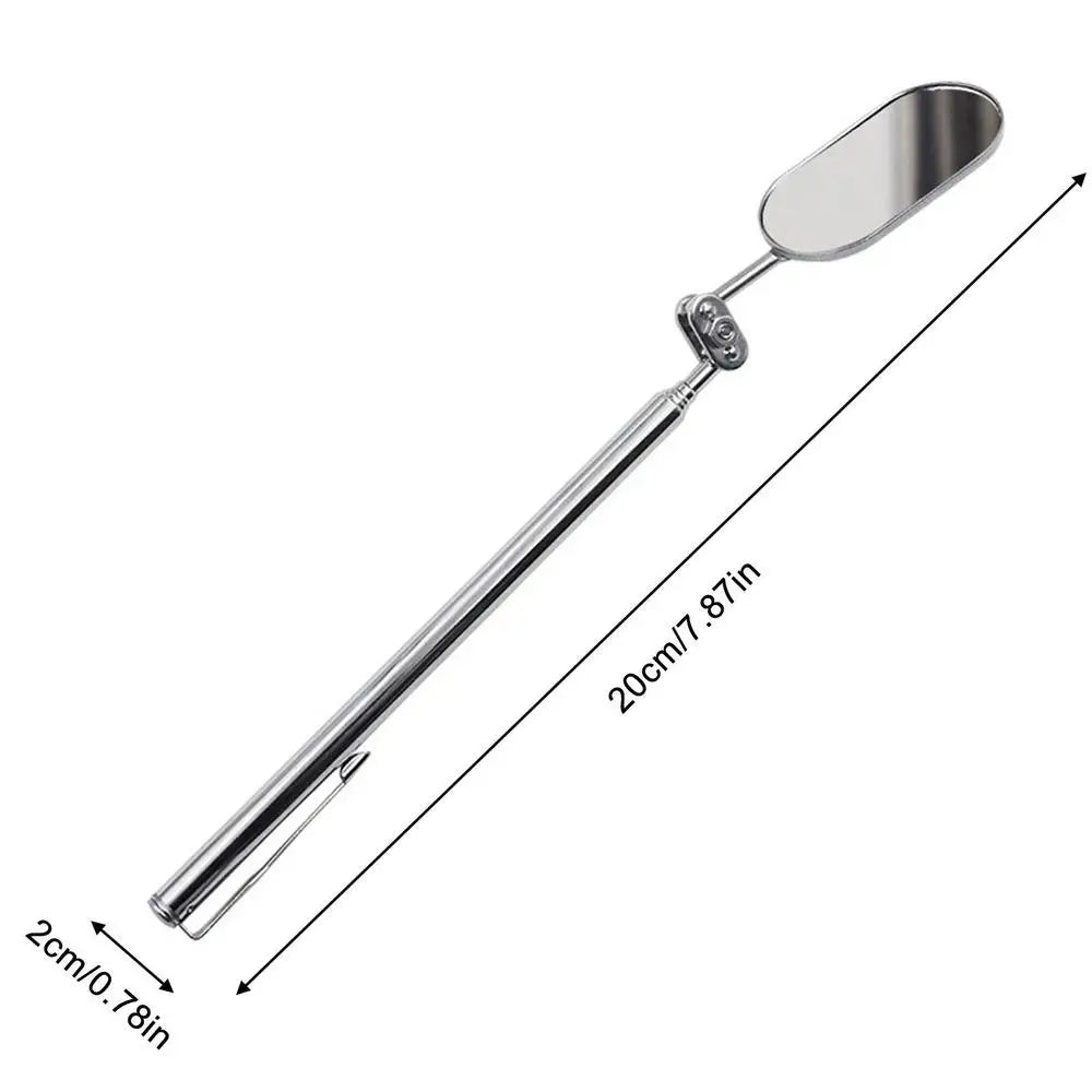 Telescopic Inspection Mirror with LED Light, 360° Rotating Inspection Mirror Qst silver