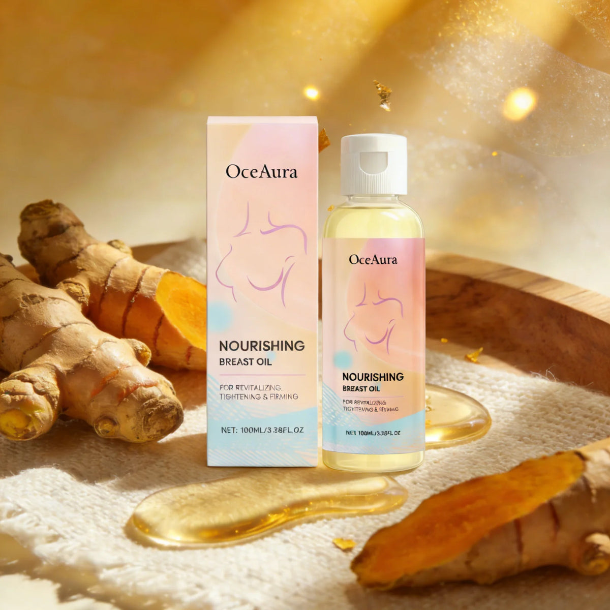 OceAura Turmeric Chest Firming & Lifting Massage Oil 100ml Body Firming Oil Qst