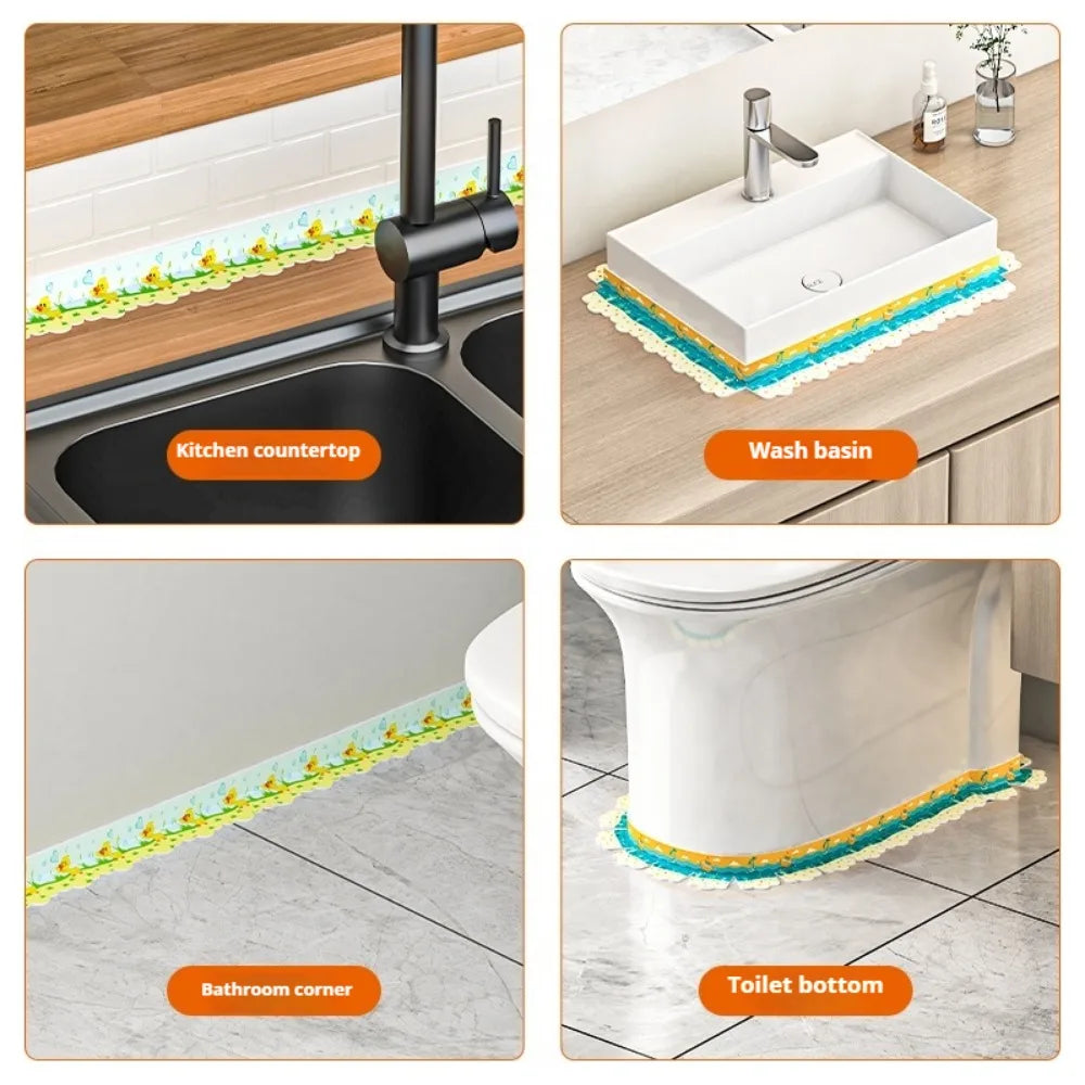 Self-Adhesive Waterproof Bathroom Sealing Tape 1.5m PVC Caulk Strip Waterproof Sealing Tape Qme