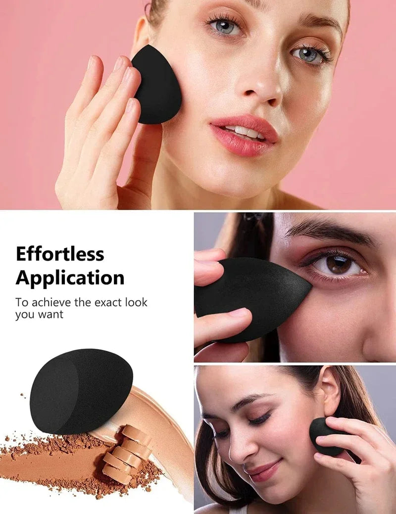 Black Soft Makeup Sponge Powder Blender Applicator Set Makeup Sponge Blender Qme